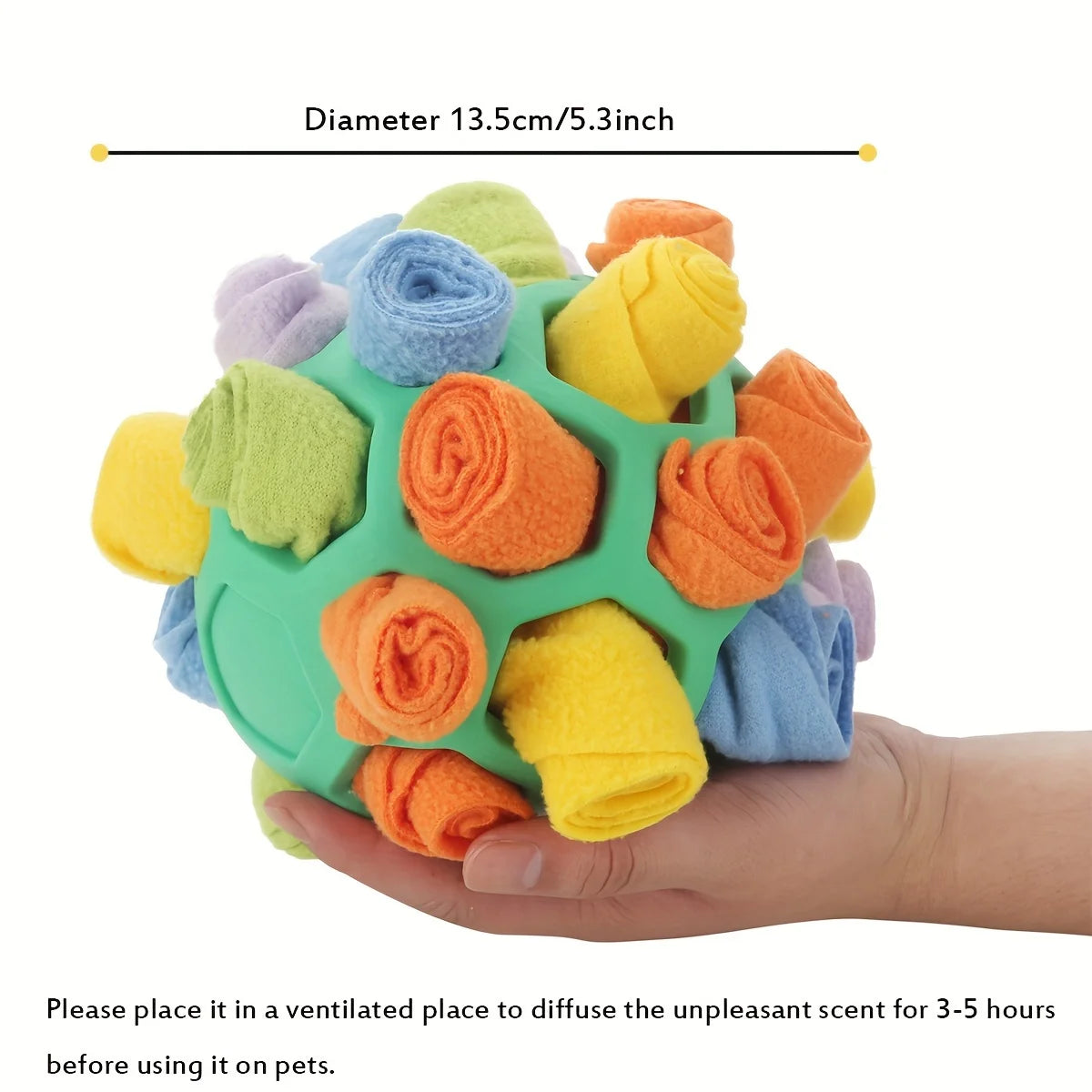 SniffSphere snuffle ball interactive treat-dispensing dog toy close-up